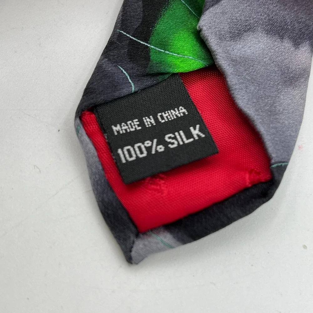 Jerry Garcia Plague Entity Collection 62 Silk Skull Tie Green Blue Black Grunge‎